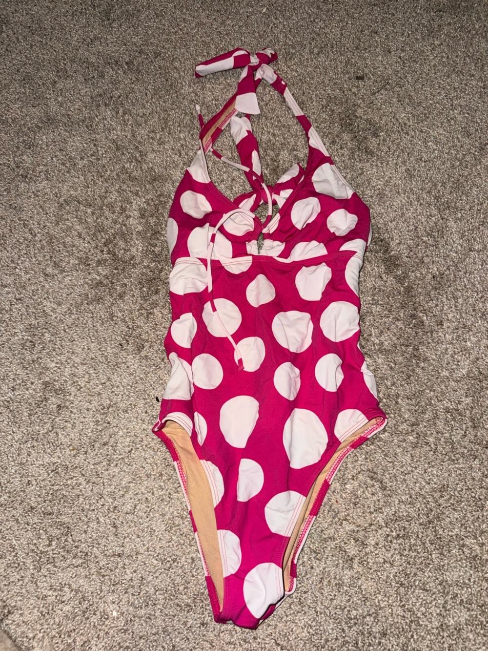 Delia’s one piece pink polka dot suit M Y2K 2000s